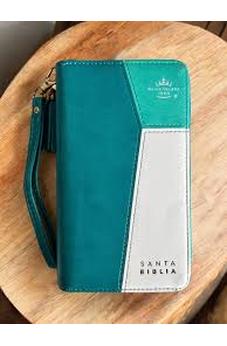 Image of Biblia RVR 1960 Chequera Turquesa Símil Piel con Índice y Cierre