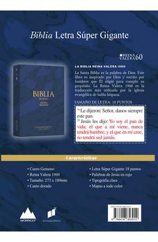 Biblia RVR 1960 Letra Súper Gigante Cuero Genuino Azul con Índice