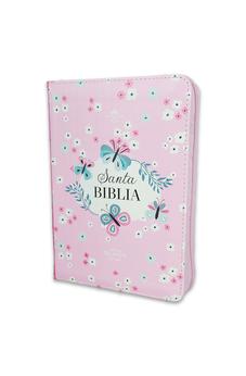 Image of Biblia RVR 1960 Compacta Mariposas y Flores Símil Piel con Índice y Cierre