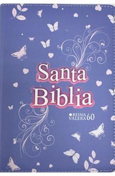 Biblia RVR 1960 Compacta Símil Piel Juvenil Mariposa Lila