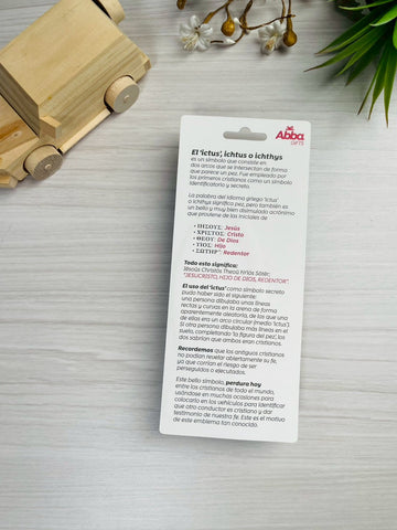 Image of Emblema para Auto 13 cm Icthus con Jesús. Plateado
