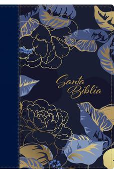 Biblia NTV Letra Grande Tamaño Manual con Filament Símil Piel Azul Oscuro Letra Roja