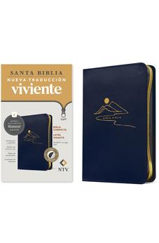 Image of Biblia NTV Compacta Letra Gigante con Filament Símil Piel Azul Índice Letra Roja Cierre