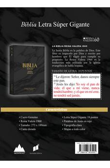 Biblia RVR 1960 Letra Súper Gigante Cuero Genuino Negro con Índice