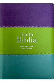 Image of Biblia RVR 1960 Compacta Letra Grande 11 puntos Símil Piel Lila Verde Aguamarina con Cierre y Índice
