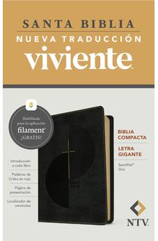 Image of Biblia NTV Compacta Letra Gigante con Filament Símil Piel Gris Letra Roja