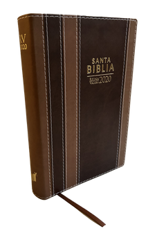 Image of Biblia RVR 2020 Letra Grande Marrón Tiras Símil Piel