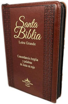 Image of Biblia RVR 1960 Letra Grande Imitación Piel Café con Índice Concordancia y Palabras de Jesús en Rojo