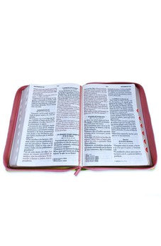 Biblia Letra Súper Gigante Símil Piel Tricolor Rosa Fucsia Lima