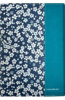 Biblia RVR 1960 Compacta Símil Piel Flores Azul Verde