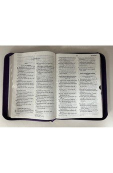 Image of Biblia RVR 1960 Letra Súper Gigante Tricolor Lila Morado Negro Símil Piel con Índice y Cierre