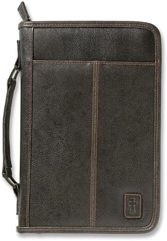 Image of Funda para Biblia Aviator para hombre, con cremallera y asa, de gamuza, color marrón XL