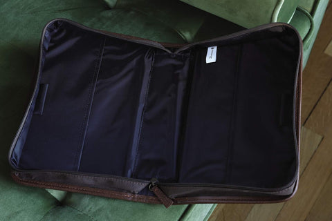 Image of Funda para Biblia Aviator para hombre, con cremallera y asa, de gamuza, color marrón XL