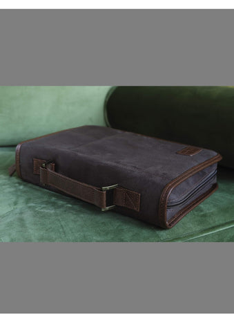 Image of Funda para Biblia Aviator para hombre, con cremallera y asa, de gamuza, color marrón XL