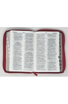 Image of Biblia RVR 1960 Letra Grande Tamaño Manual Tricolor Gris Crema Rojo con Cierre e Índice