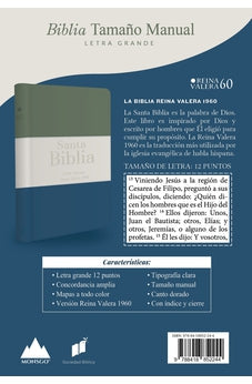 Image of Biblia RVR 1960 Letra Grande Tamaño Manual Tricolor Gris Crema Azul con Cierre e Índice