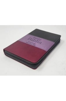Image of Biblia RVR 1960 Letra Grande Tamaño Manual Tricolor Marrón Lila Violeta con Cierre e Índice