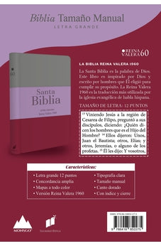 Image of Biblia RVR 1960 Letra Grande Tamaño Manual Tricolor Marrón Lila Violeta con Cierre e Índice