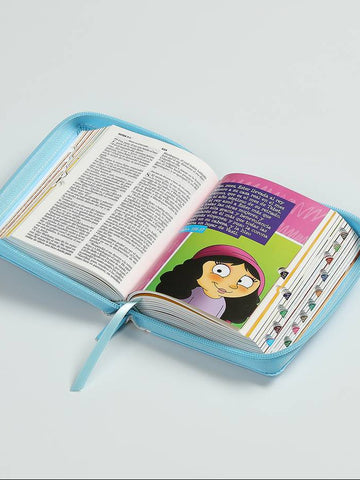 Image of Biblia RVR60 Mi gran viaje bolsillo i/piel Azul Rayas cierre e índice
