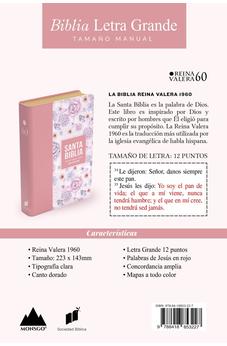 Biblia RVR 1960 Letra Grande Tamaño Manual Símil Piel Rosa Claro