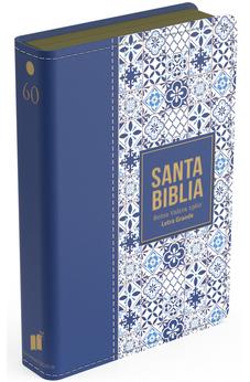 Biblia RVR 1960 Letra Grande Tamaño Manual Símil Piel Azul Claro