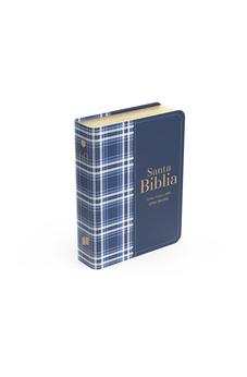 Image of Biblia RVR 1960 Compacta Símil Piel Cuadros Azul Oscuro