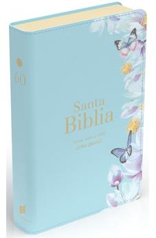 Biblia RVR 1960 Letra Grande Tamaño Manual Símil Piel Azul Claro