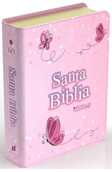 Biblia RVR 1960 Compacta Símil Piel Juvenil Mariposa Rosada