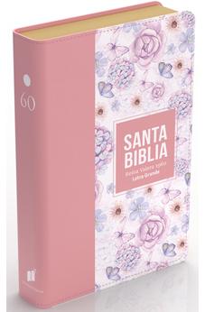 Biblia RVR 1960 Letra Grande Tamaño Manual Símil Piel Rosa Claro