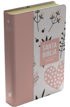 Biblia RVR 1960 Letra Grande Tamaño Manual Símil Piel Rosado