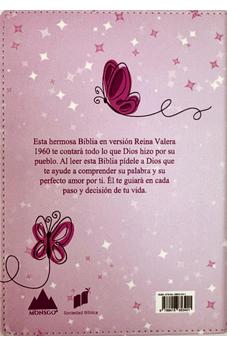 Biblia RVR 1960 Compacta Símil Piel Juvenil Mariposa Rosada