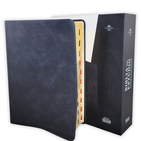 Image of Biblia RVR 1960 de Estudio Letra Gigante Negro Símil Piel Índice