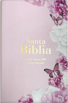 Biblia RVR 1960 Letra Grande Tamaño Manual Símil Piel Rosa Claro