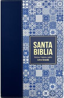 Biblia RVR 1960 Letra Grande Tamaño Manual Símil Piel Azul Oscuro