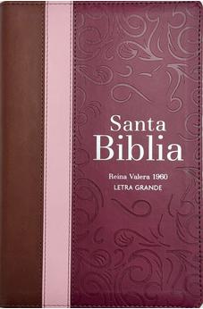 Image of Biblia RVR 1960 Letra Grande Tamaño Manual Tricolor Guinda Palo Rosa Marrón con Cierre e Índice