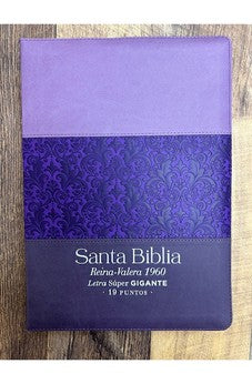 Image of Biblia RVR 1960 Letra Súper Gigante Tricolor Lila Morado Negro Símil Piel con Índice y Cierre