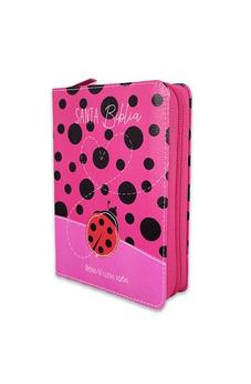 Image of Biblia RVR 1960 Bolsillo Rosa Fucsia Mariquita Símil Piel con Cierre