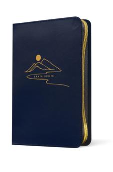 Image of Biblia NTV Compacta Letra Gigante con Filament Símil Piel Azul Letra Roja Cierre