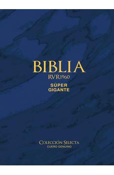 Biblia RVR 1960 Letra Súper Gigante Cuero Genuino Azul con Índice