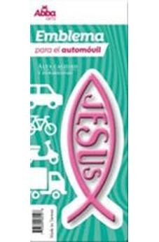 Image of Emblema para Auto 13 cm Icthus con Jesús. Rosa