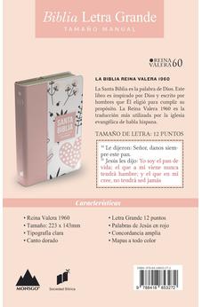 Biblia RVR 1960 Letra Grande Tamaño Manual Símil Piel Rosado