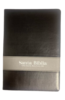 Image of Biblia RVR 1960 Letra Gigante Piel Negro Gris con Índice