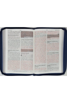 Image of Biblia RVR 1960 de Promesas Letra Gigante Azul Triángulos Símil Piel con Cierre
