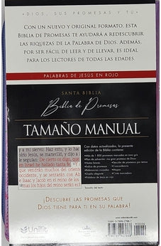 Image of Biblia RVR 1960 de Promesas Letra Grande Tamaño Manual Lila Hojas Simil Piel con Cierre