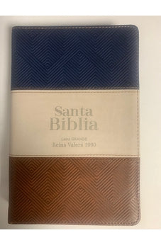 Image of Biblia RVR 1960 Letra Grande Tamaño Manual Azul Blanco Marrón con Índice
