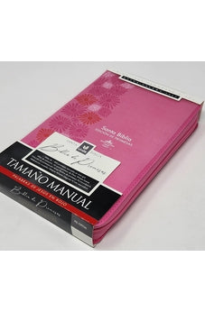 Image of Biblia RVR 1960 de Promesas Letra Grande Tamaño Manual Rosada Flores Símil Piel con Cierre e Índice
