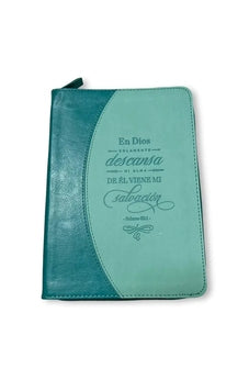 Image of Libreta Imitación Piel Turquesa con Cierre: En Dios Descansa