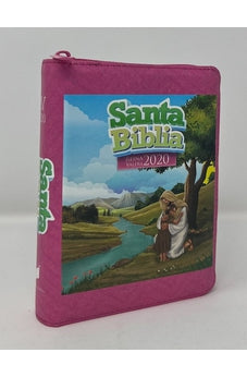 Biblia RVR 2020 para Niñas Rosada Vinilo con Cierre