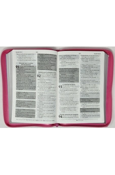 Image of Biblia RVR 1960 de Promesas Letra Gigante Rosada Flores Símil Piel con Cierre