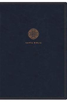 Biblia RVR 1960 Letra Súper Gigante Piel Azul con Índice y Cierre